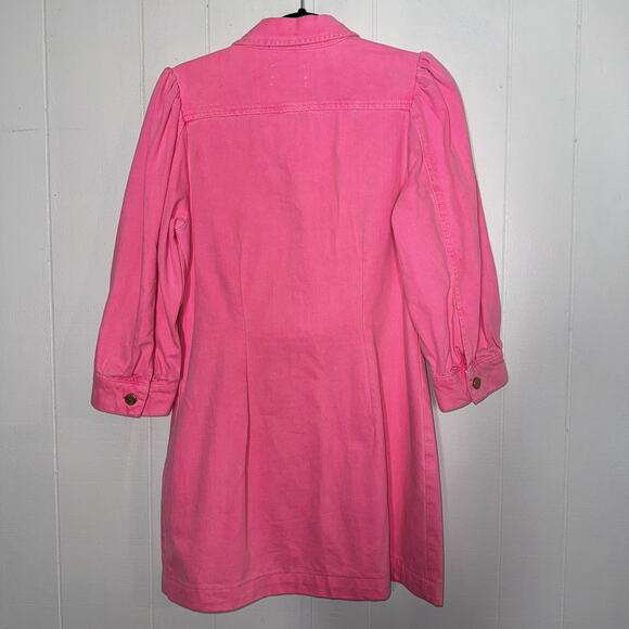 Essential Antwerp Women’s Dammer Denim Mini Dress Neon Pink Size 40 US 10 - Picture 2 of 5